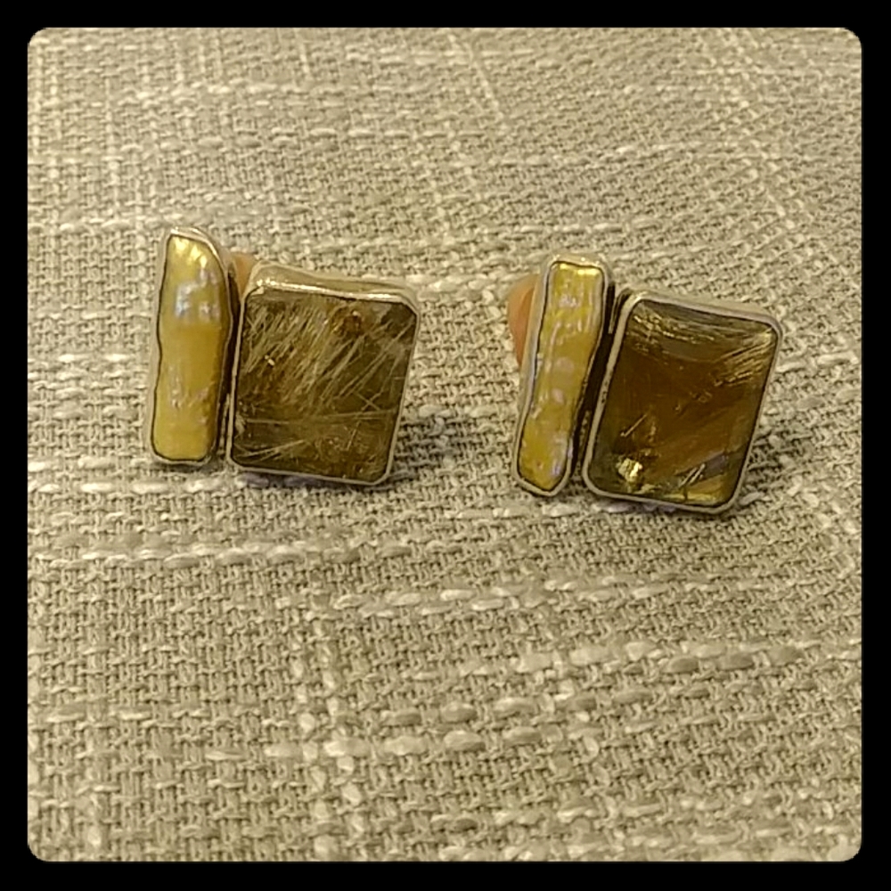 Rebecca Collins S/S Biwa Pearl Quartz ClipOn Earng